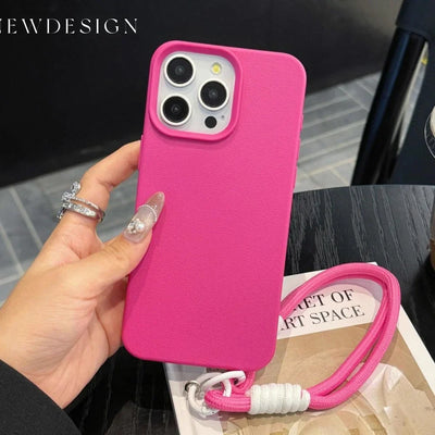 Luxury With Lanyard Litchi Lines Leather Phone Case