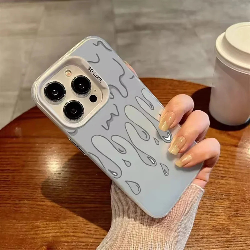 Fashion Stripe Pattern Lens Protect Plating Back Cover Fundas Phone Case
