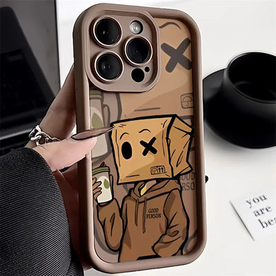Cartoon Box Man Shockproof Cover Silicone Soft Phone Case