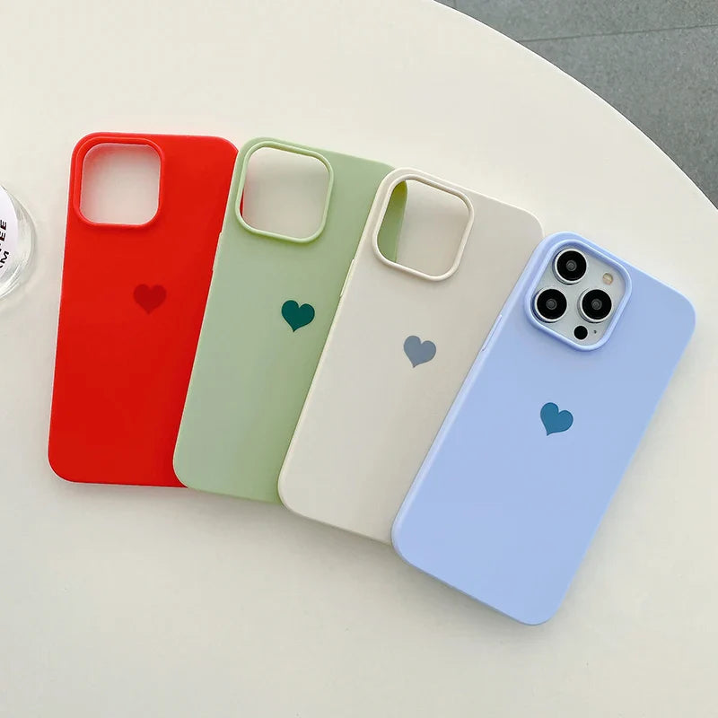 Matte Candy Color Love Heart Soft TPU Phone Case