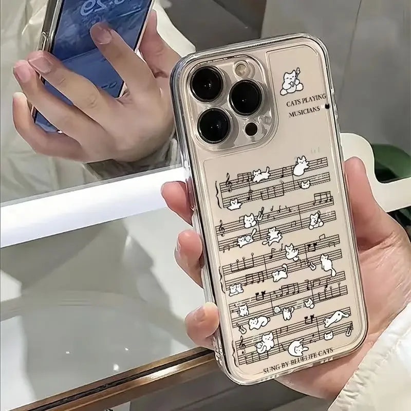 Music Score With Small Cats Phone Case