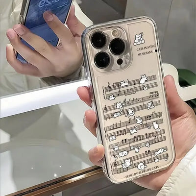 Music Score With Small Cats Phone Case