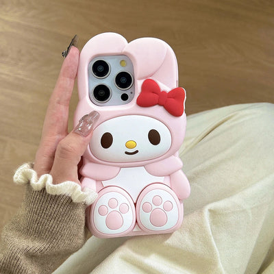 Cute 3D Cartoon My Melody Stretching Feet Stand Holder Phone Case
