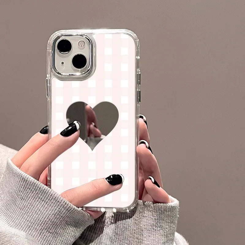 Cute Love Heart Mirror Phone Case
