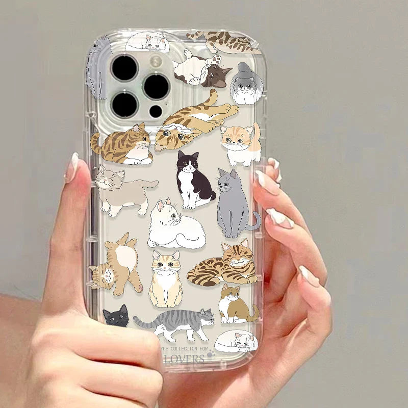 Cute Cat Clear Soft Funda Airbag Cover Phone Case