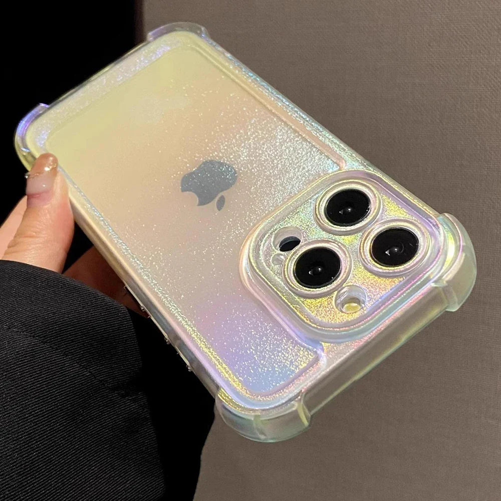 Luxury Laser Rainbow Transparent Matte Phone Case