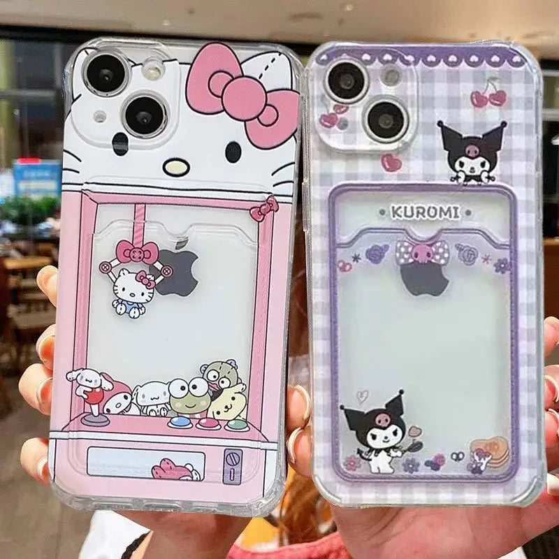 Cute Hello Kitty Kuromi Photo Card Holder Wallet Phone Case