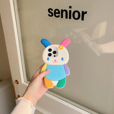 Cute Cartoon 3D Rainbow rabbit Phone Case