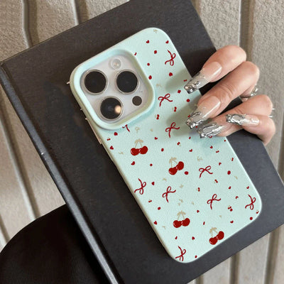 Flower Candy Color Leather Texture Shockproof Cover Phone Case