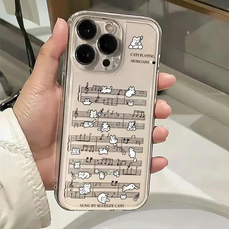 Music Score With Small Cats Phone Case