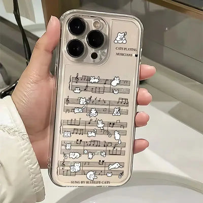 Music Score With Small Cats Phone Case
