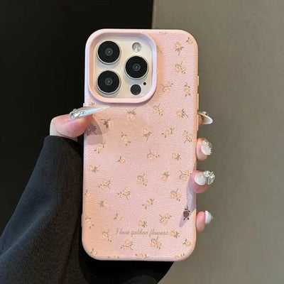 Flower Candy Color Leather Texture Shockproof Cover Phone Case