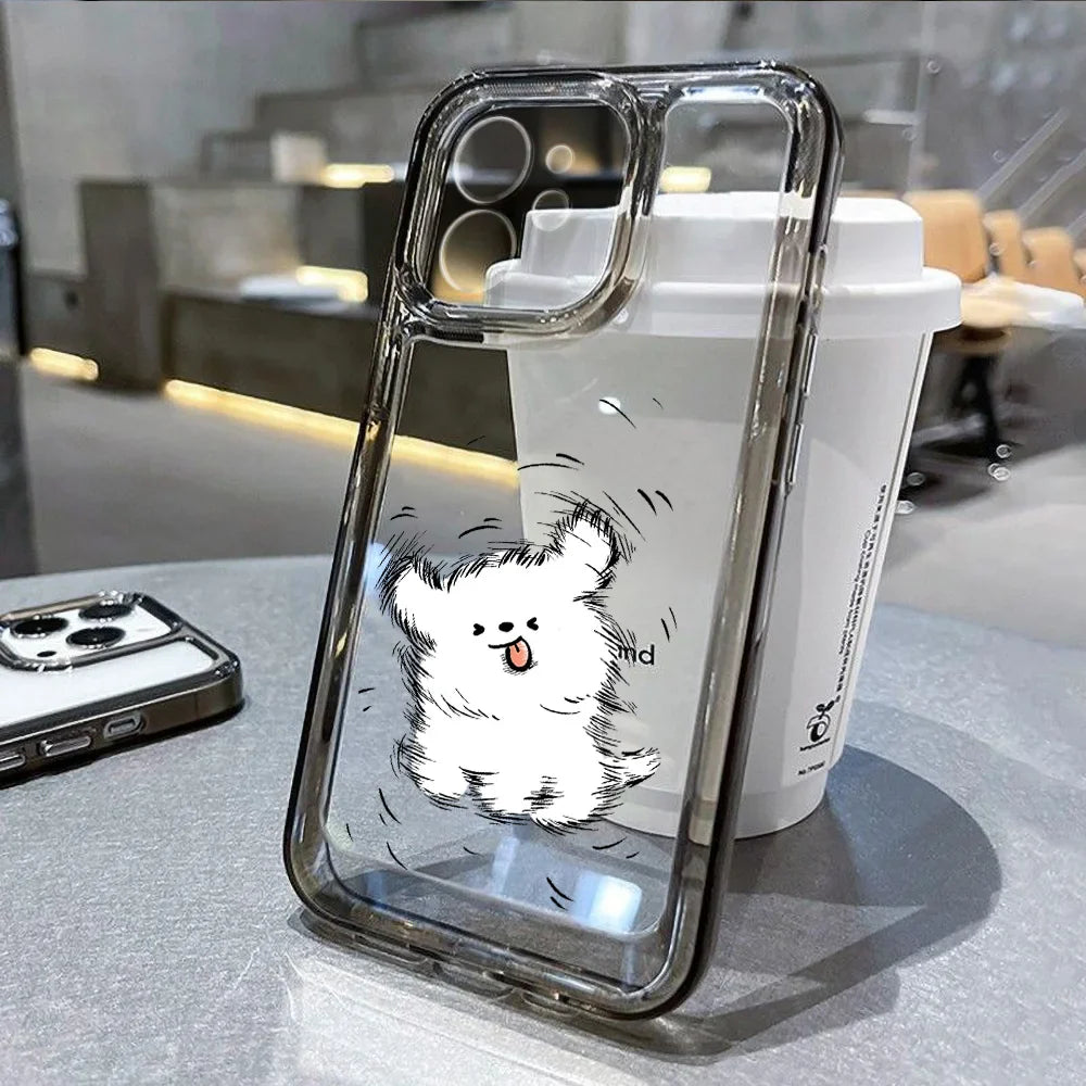Cartoon Cute Dog Clear Star Y2K Cover Phone Case