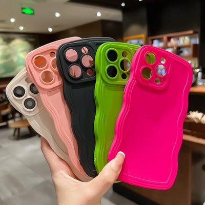 Fashion Cute Solid Curly Wave Phone Case
