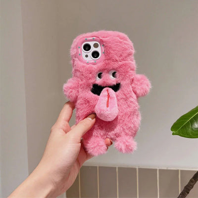 Cute Plush Magnetic Tongue-Sticking Little Monster Phone Case