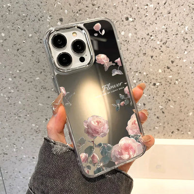 Rose Flower Make Up Mirror Cover Phone Case