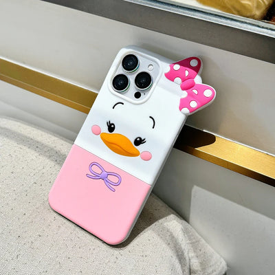 Cute 3D Cartoon Bowknot Duck Soft Silicone Phone Case