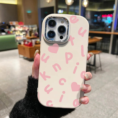 Cute Pink Bow Metal Lens Shockproof Bowknot Silicone Soft Back Cover Phone Case