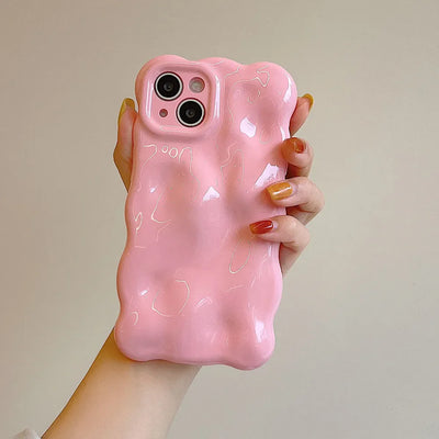 Japan Korea 3D Meteorite Pearl Cream White Soft IMD Phone Case