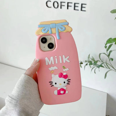 Cute Hello Kitty Milk Bottle Soft Silicone Phone Case