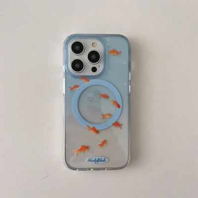 Cute Gradient Color fish Wireless Charge Phone Case