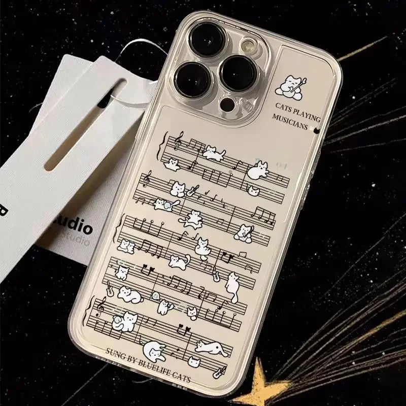Music Score With Small Cats Phone Case