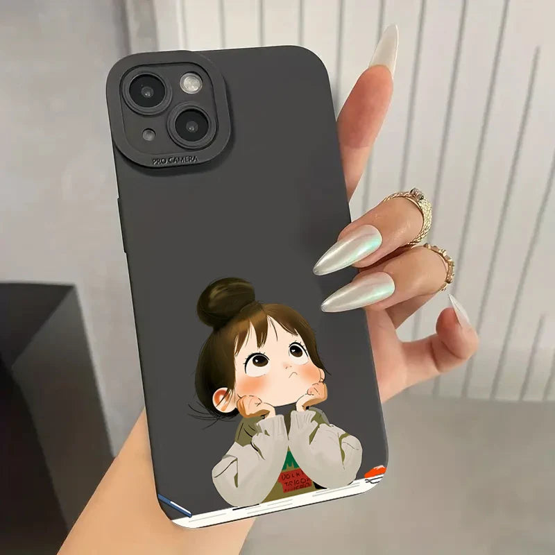 Cute Angry Little Girl Printed Silicone Phone Case