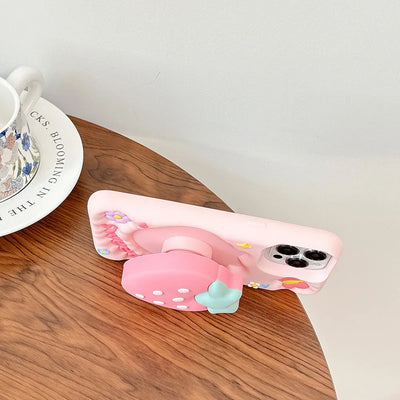 Sweet Strawberry Telescopic Bracket Phone Case