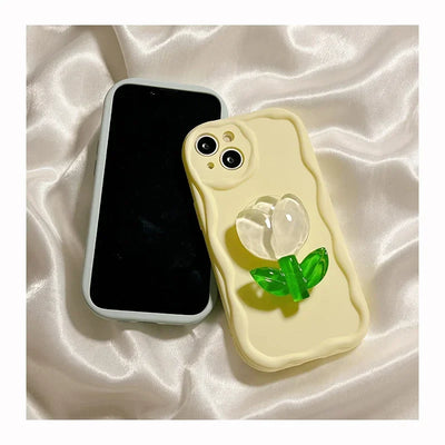 New Candy Macaron Crystal Flower Holder Phone Case