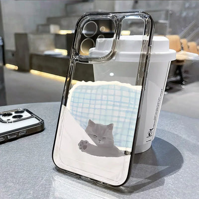 Cute Cat Clear Cartoon Animal Soft Shockproof Cover Phone Case
