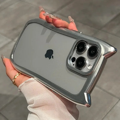 Luxury Plating Silicone Cute Cat Ears Armor Bumper Phone Case