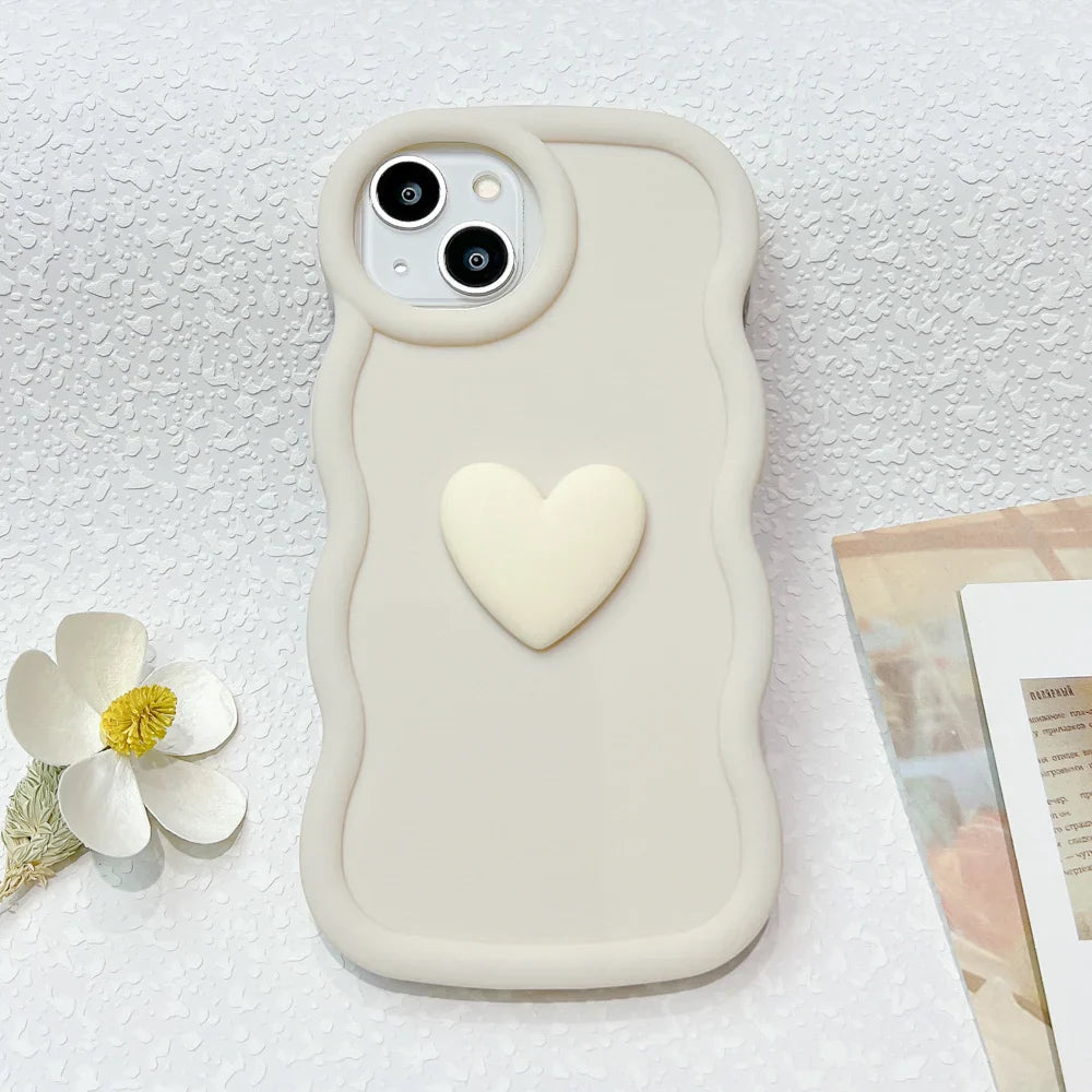 Cute 3D Bow Soft Curly Wave Cover Phone Case