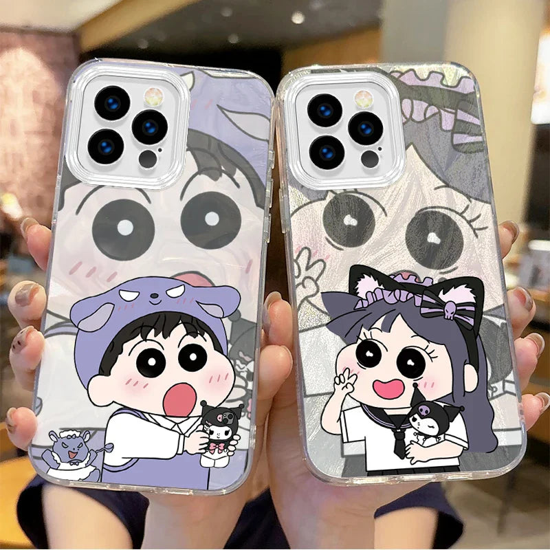 Cute Crayon Shin-chans Couple Gradient Phone Case