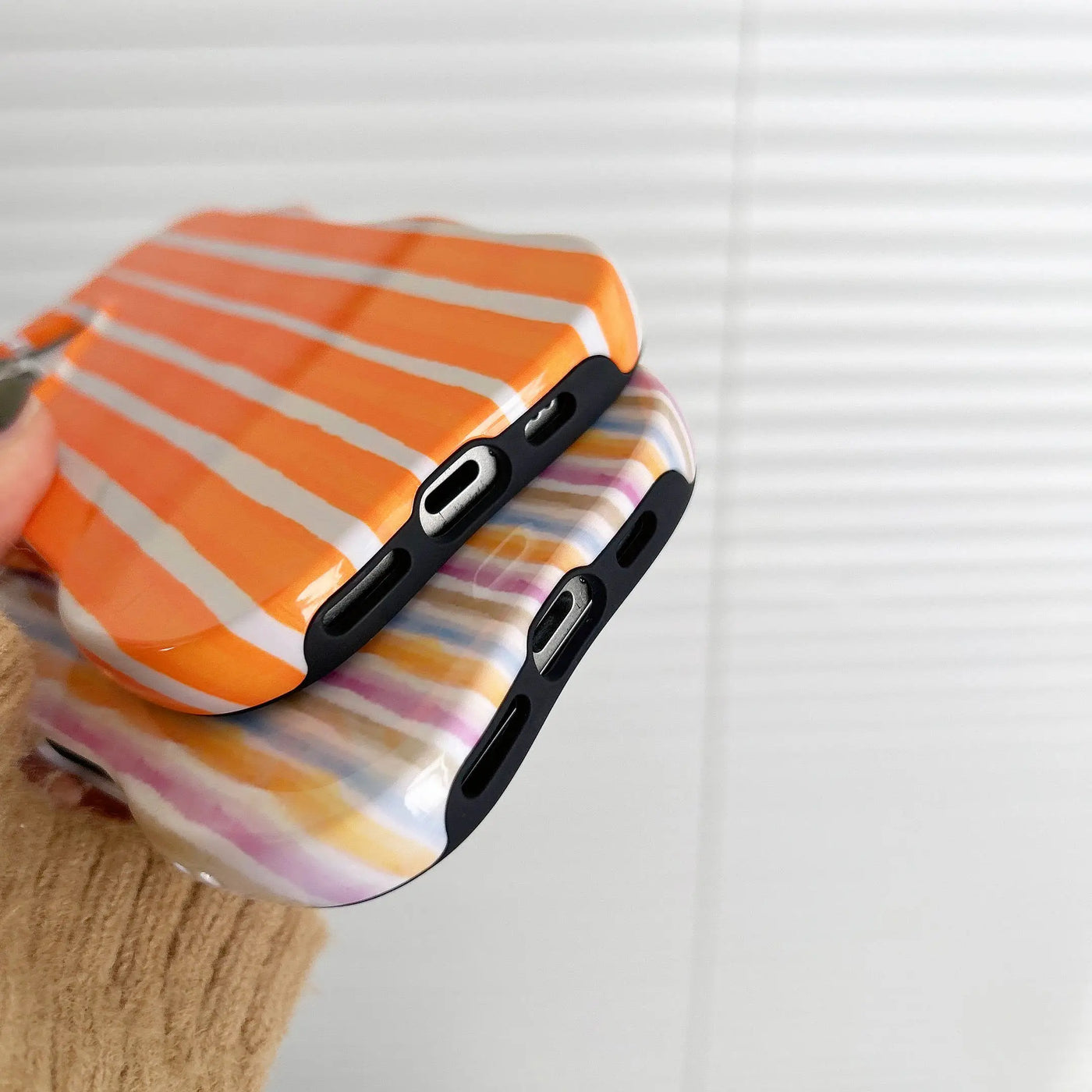 Fashion 2 in 1 Glossy Stripes Phone Case