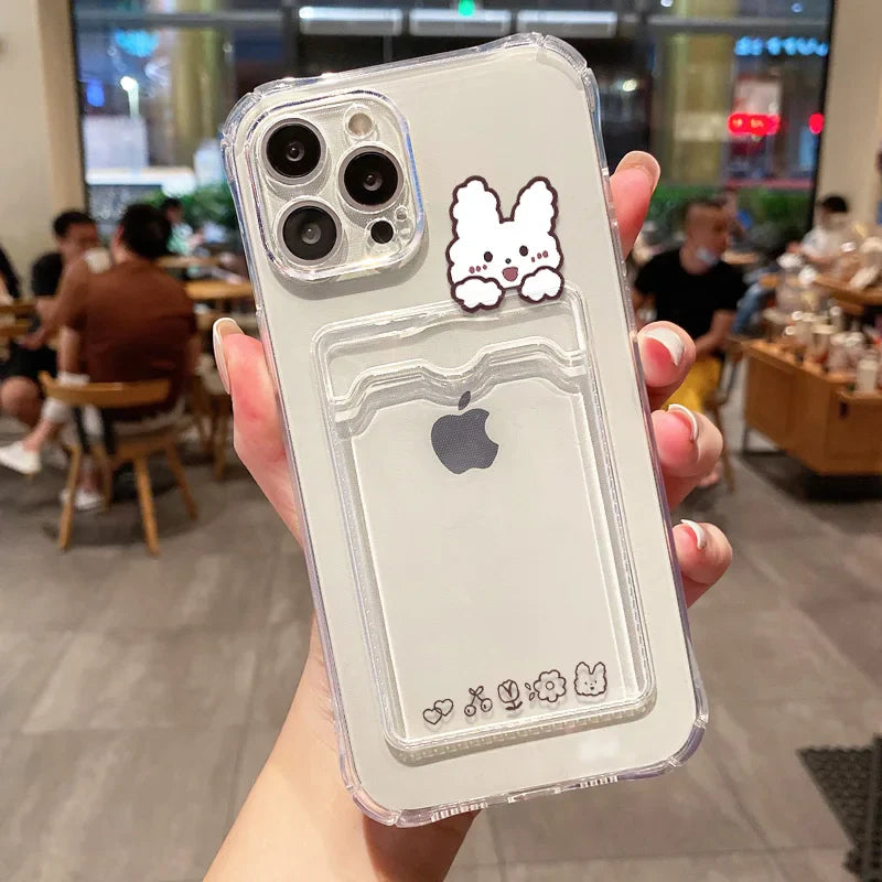 Cute Bear Soft Card Bag Transparent Cover Phone Case