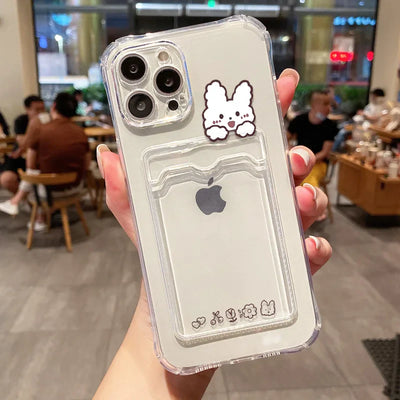 Cute Bear Soft Card Bag Transparent Cover Phone Case