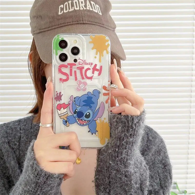 Cartoon Stitch Card Holder Slot Bag Wallet Phone Case