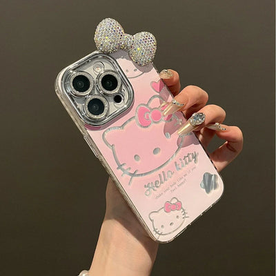 CuteThree dimensional sparkling diamond bow Hello Kitty Phone Case