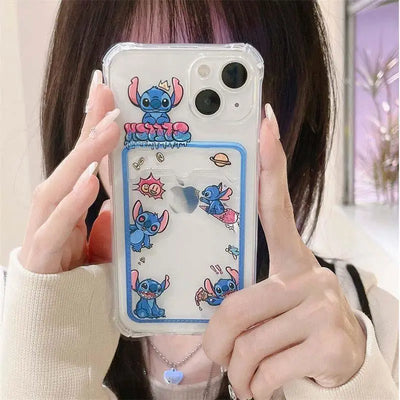 Cartoon Stitch Card Holder Slot Bag Wallet Phone Case