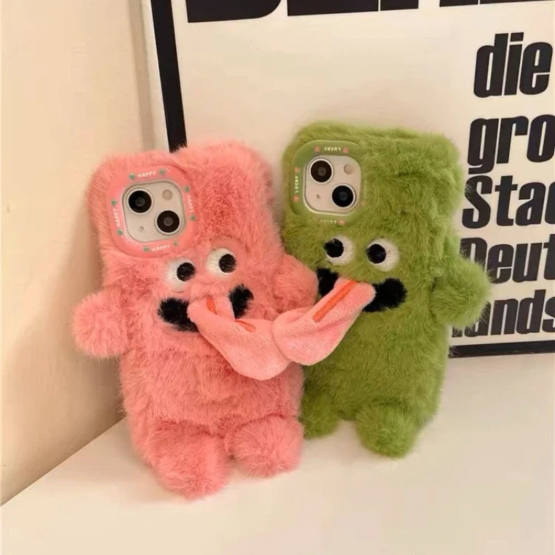 Cute Plush Magnetic Tongue-Sticking Little Monster Phone Case