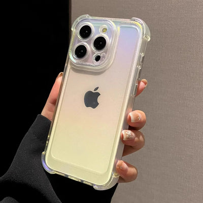 Luxury Laser Rainbow Transparent Matte Phone Case