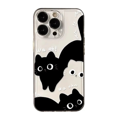 Black White Big Eyes Cat Kitty Phone Case