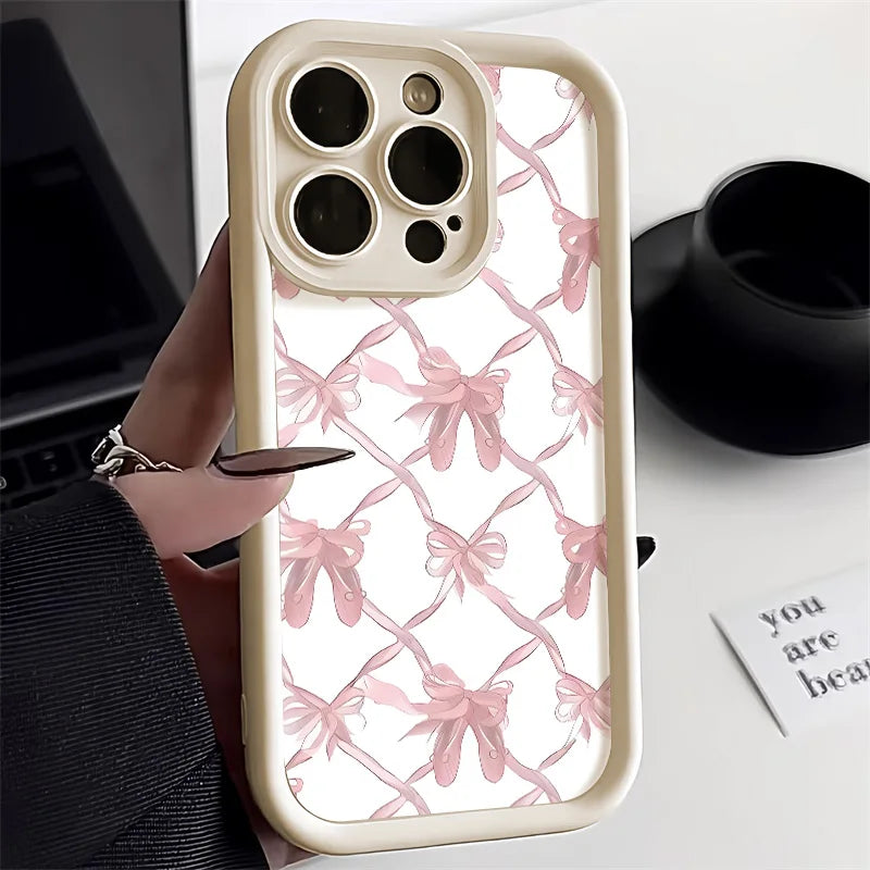 Cute Pink Bowknot Soft Silicone Phone Case