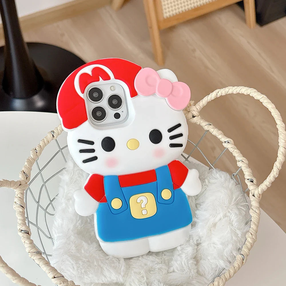 Kawaii 3D Cartoon Hello Kitty Soft Silicone Phone Case