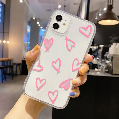 Clear Shockproof Love Heart Cover Phone Case