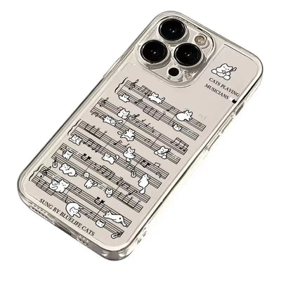 Music Score With Small Cats Phone Case