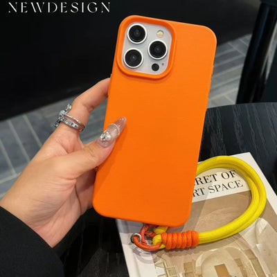 Luxury With Lanyard Litchi Lines Leather Phone Case