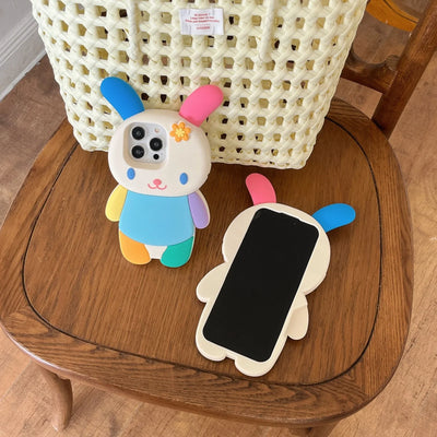 Cute Cartoon 3D Rainbow rabbit Phone Case