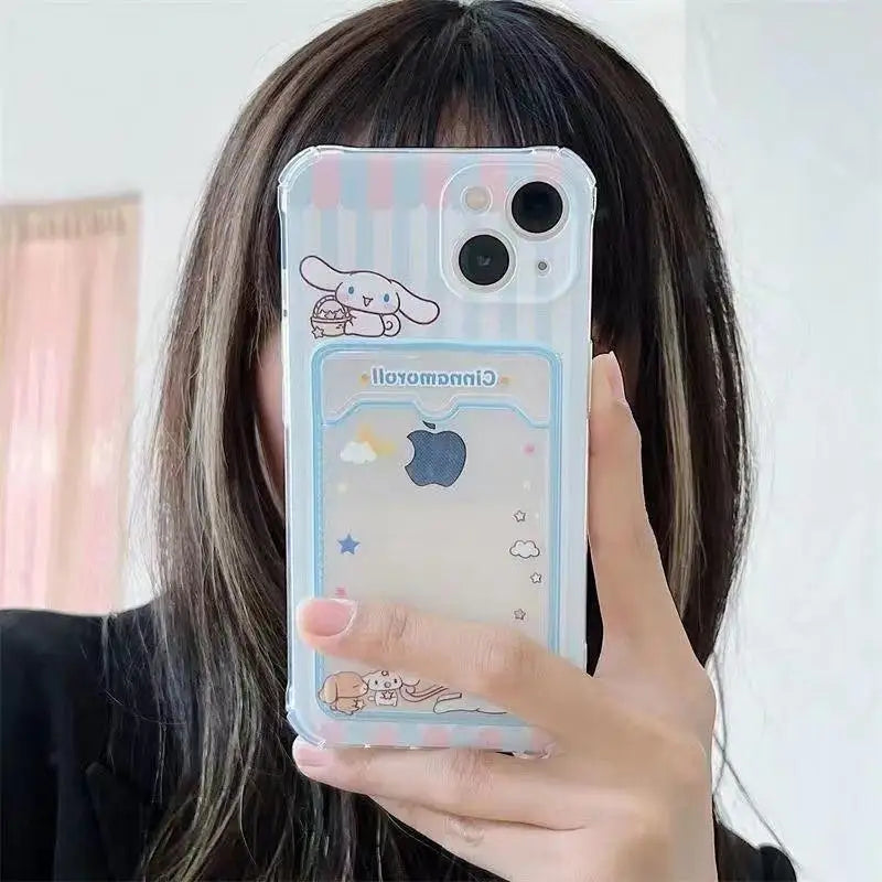 Cute Hello Kitty Kuromi Photo Card Holder Wallet Phone Case