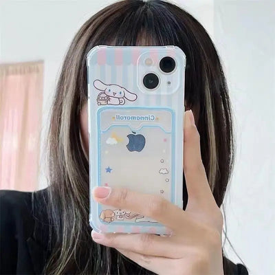 Cute Hello Kitty Kuromi Photo Card Holder Wallet Phone Case